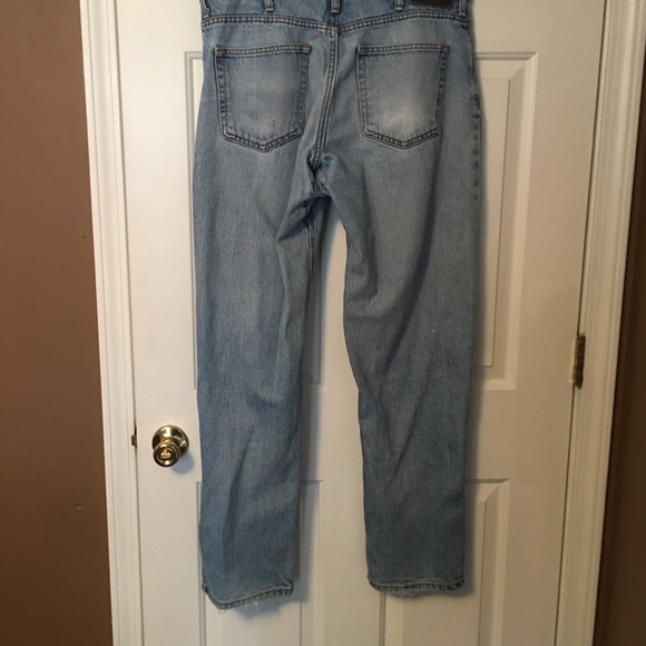 Diamond Gusset Mens 36x30 Straight Leg Jeans Blue Zip Fly Light Wash. - Picture 6 of 12